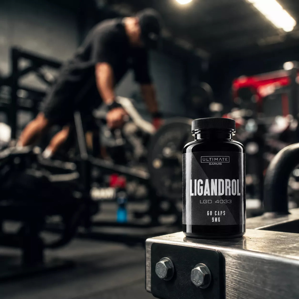 ligandrol bottle in industrial gym